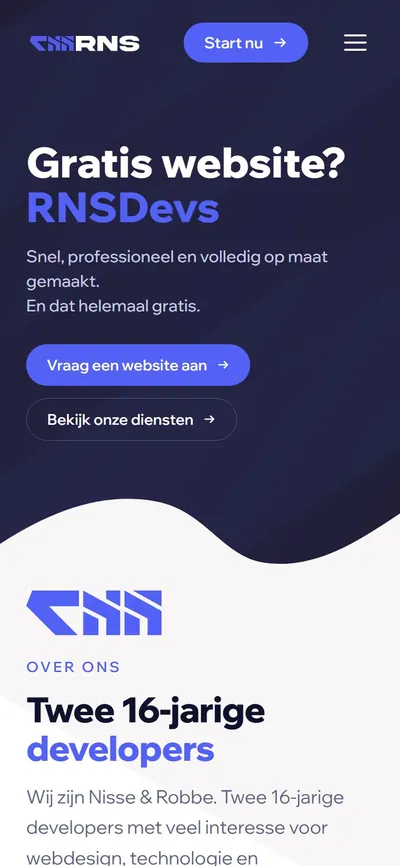 Dezelfde homepage op een telefoon
