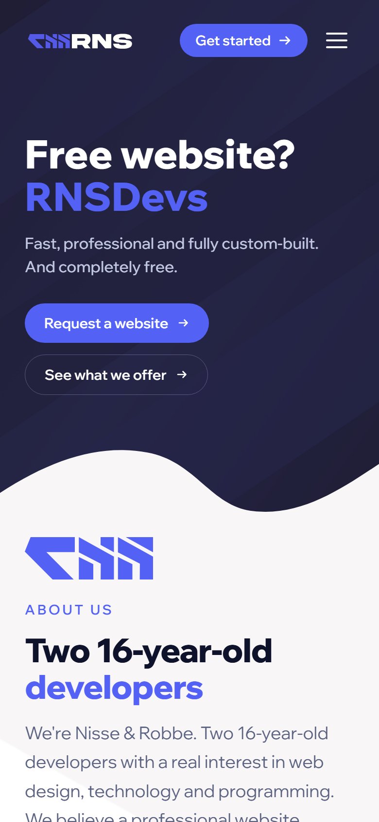 The same homepage on a phone